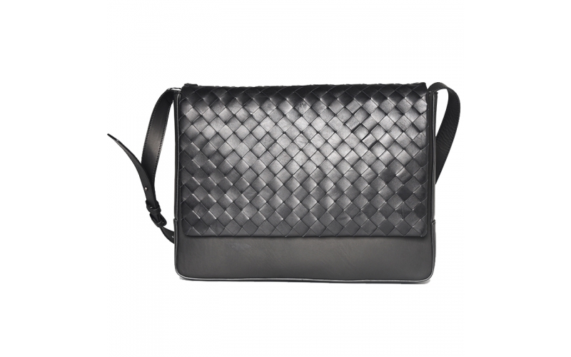 Men Bags Shoulder Crossbody Messenger Bag Weaving Kitting Genuine Leather Designer Brand Fashion 2020 New Calf Skin Quality