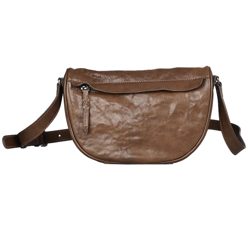 Bag women's 2024 new crescent bag vegetable tannant leather high -level light luxury small shoulder bag messenger bag small bag